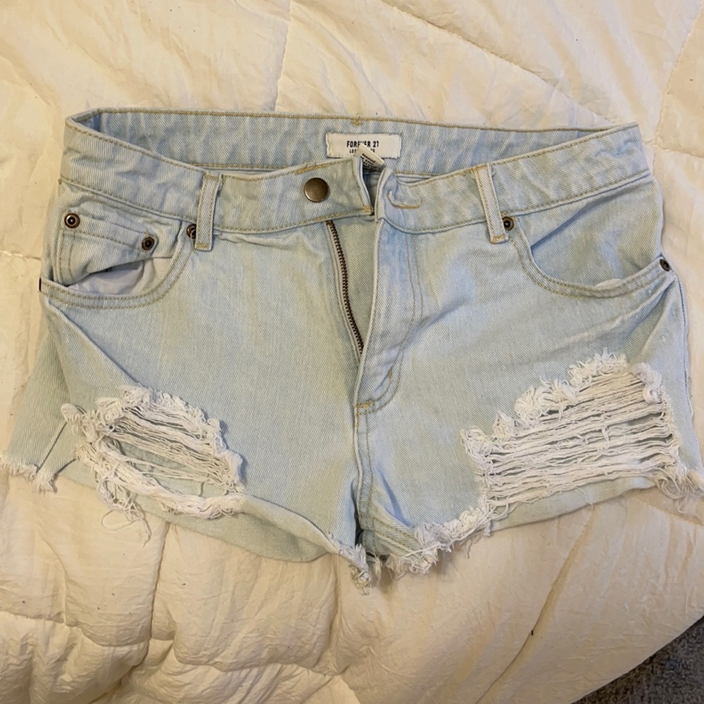 Forever 21 light wash distressed shorts